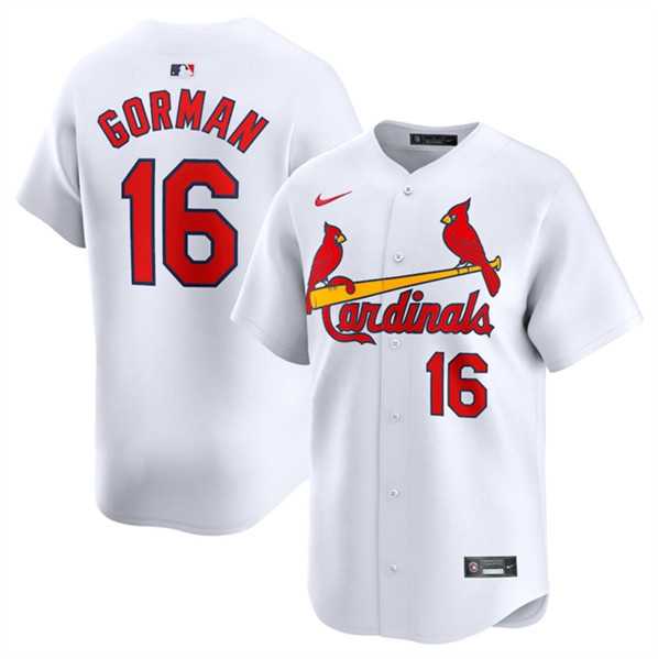 Mens St. Louis Cardinals #16 Nolan Gorman White 2024 Home Limited Stitched Baseball Jersey Dzhi->st.louis cardinals->MLB Jersey